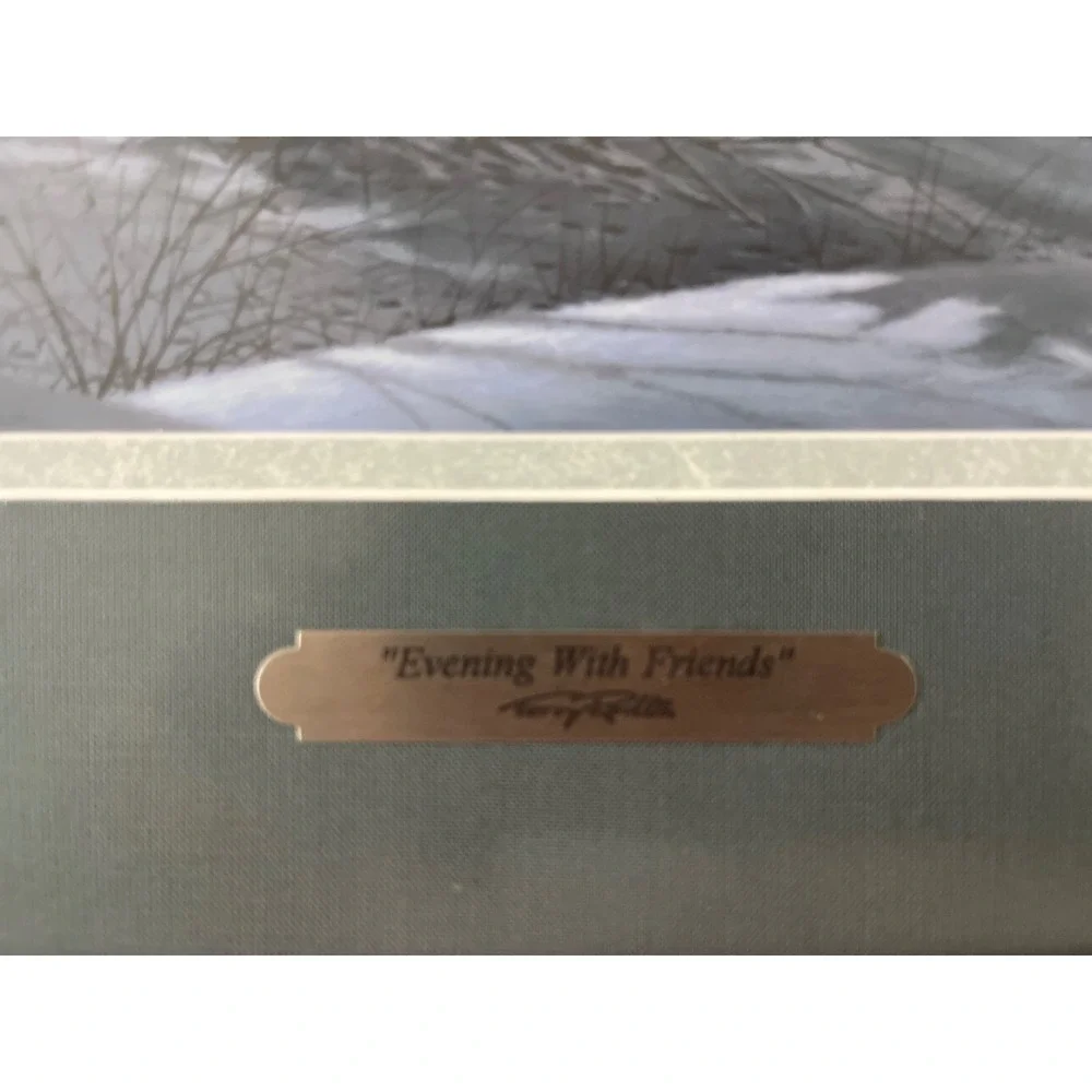 Terry Redlin Evening With Friends Framed Art Print 1989 Winter Cabin Deer Scene - Picture 5 of 8